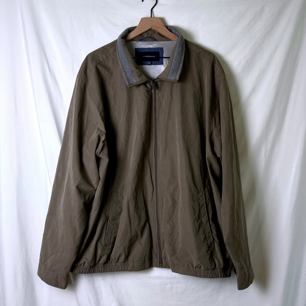 Croft & Barrow Mens Full Zip Mesh Lined Harrington Windbreaker Size XXL Brown